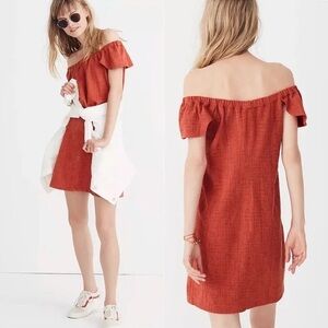 Madewell Rust Off-Shoulder Dress